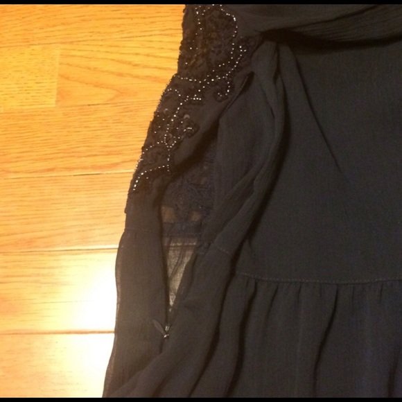 Anthropologie Maeve Navy chiffon beaded blouse- 4 - Picture 8 of 8